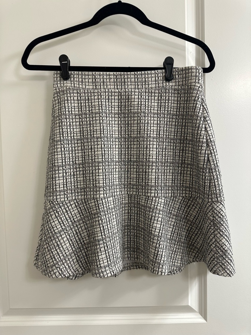 Loft Petite Women's Black and White Tweed A-Line Skirt